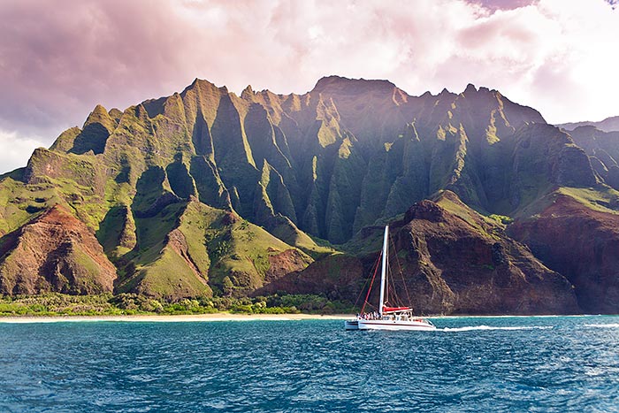 Catermeran off Napali Coast, Kauai