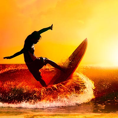 Surfer at Sunset, Oahu